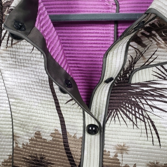 Proenza Schouler 100% silk palm tree print evening Jacket size 4 - Picture 10 of 10